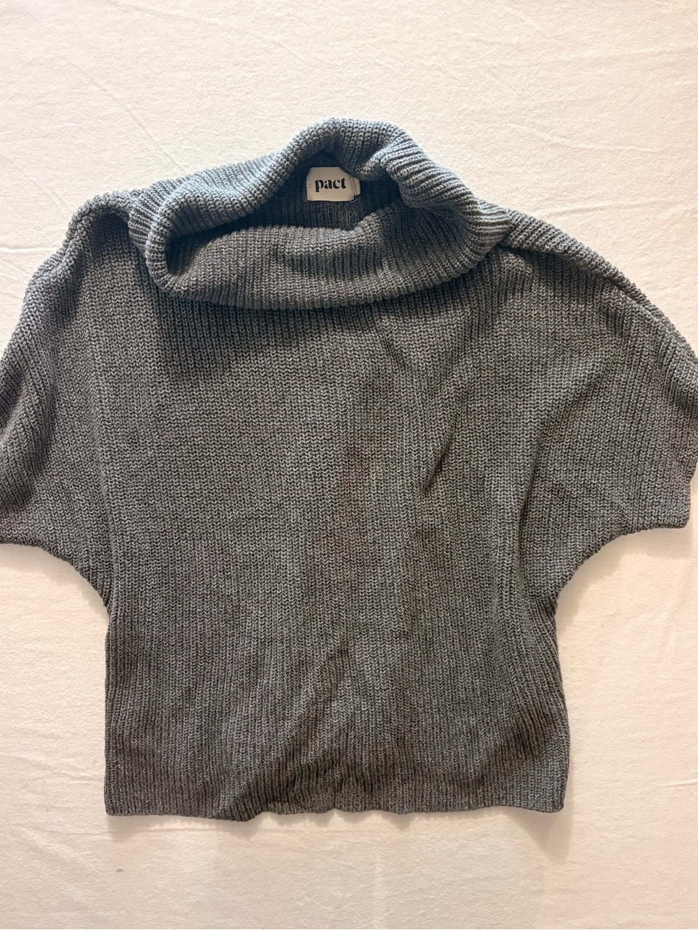 Pact Gray Short-Sleeve Turtleneck Sweater